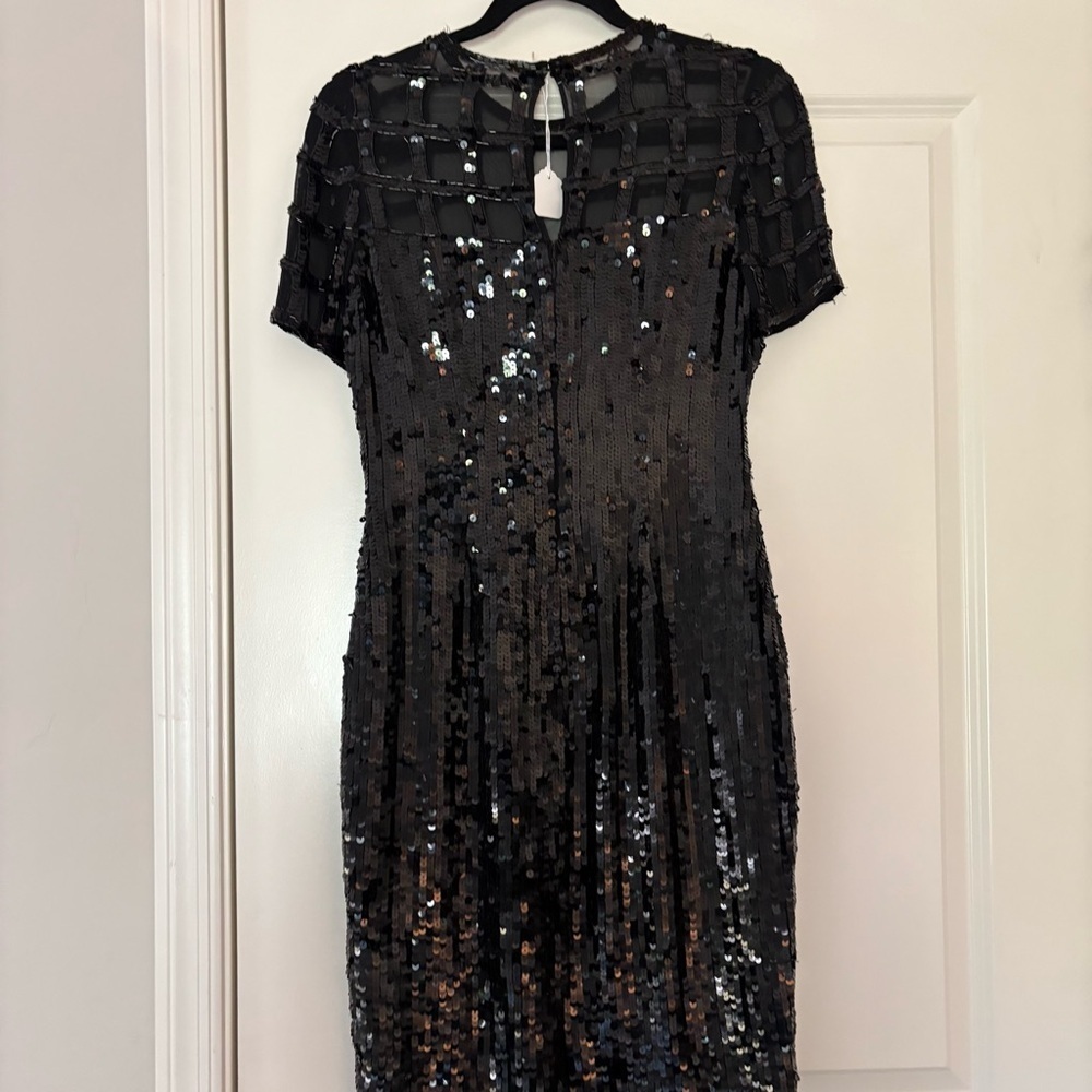 Vintage Elegant Black Sequin Mini Dress - Picture 7 of 15